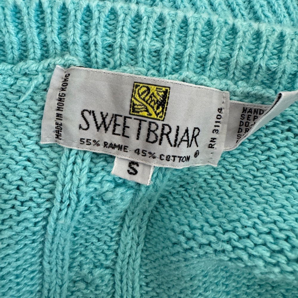 Sweetbriar Womens Cable Knit Sweater Vest Top Size S Sleeveless Tie Milkmaid VTG - Picture 3 of 6